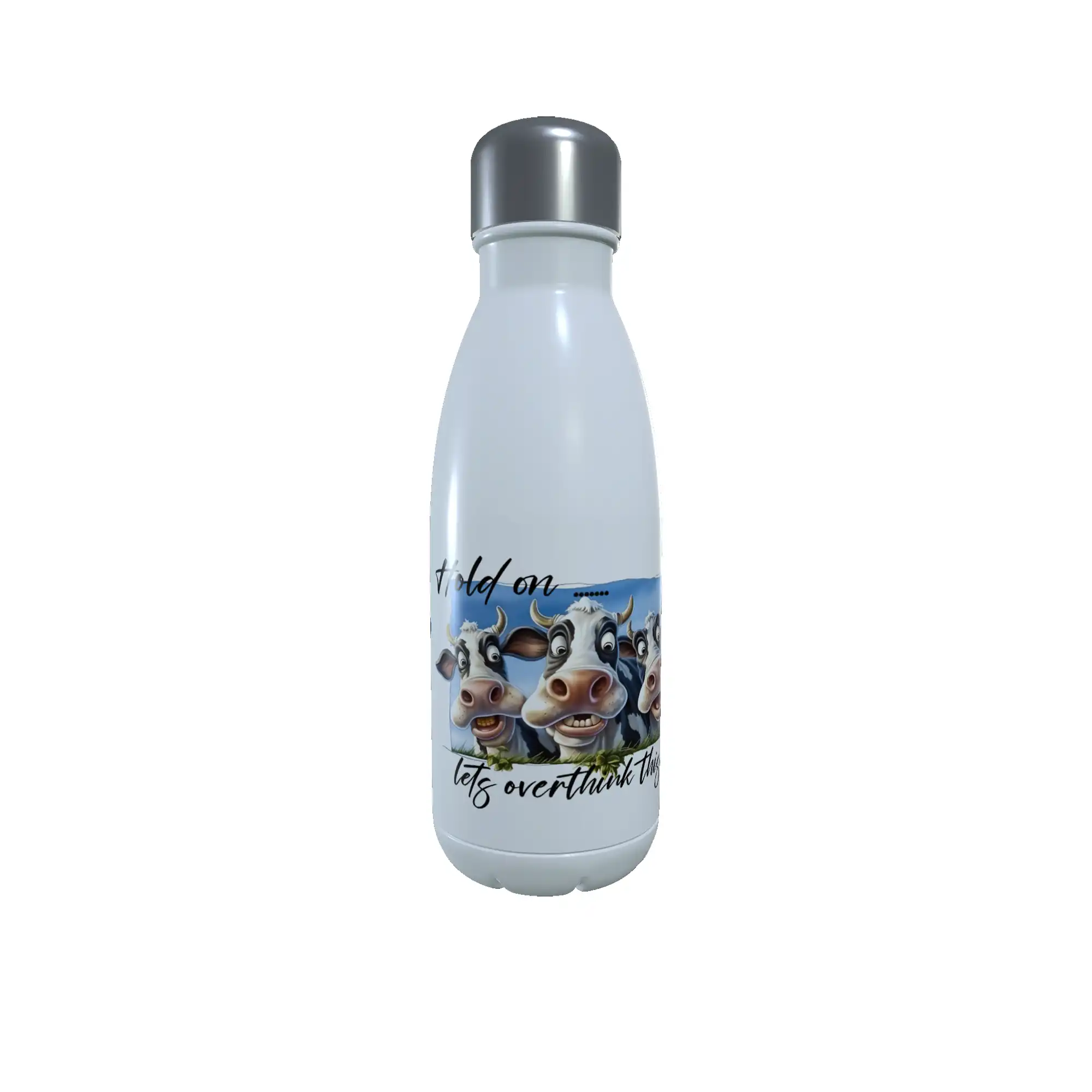 Cow Drinks Bottle - Hold On let's Overthink Water Bottle